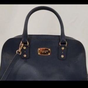 COA Michael Kors Navy Leather Satchel